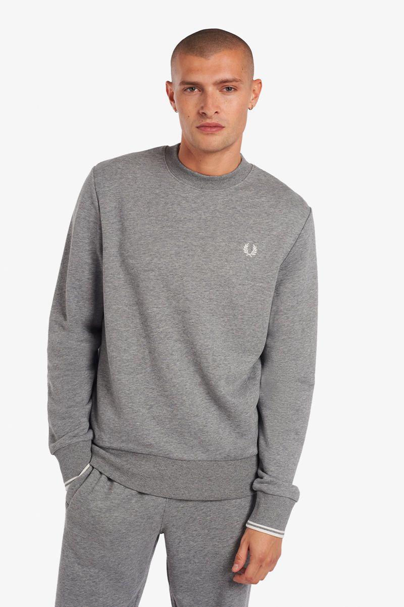 Grey Fred Perry Crew Neck Men's Sweatshirts | PH 1576MQZA